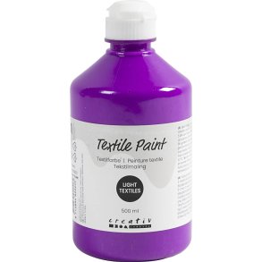 Tekstilmaling, halvd&aelig;kkende, neon lilla, 500 ml/ 1 fl.