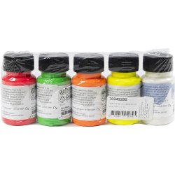 Tekstilmaling, halvd&aelig;kkende, ass. farver, 5x50 ml/ 1 pk.