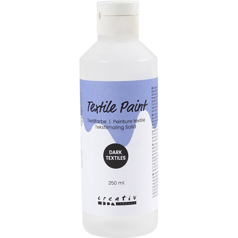 Tekstilmaling Solid, d&aelig;kkende, hvid, 250 ml/ 1 fl.