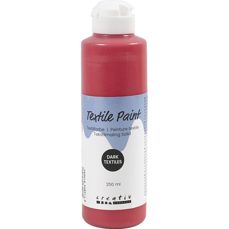 Tekstilmaling Solid, d&aelig;kkende, r&oslash;d, 250 ml/ 1 fl.