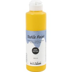 Tekstilmaling Solid, d&aelig;kkende, gul, 250 ml/ 1 fl.