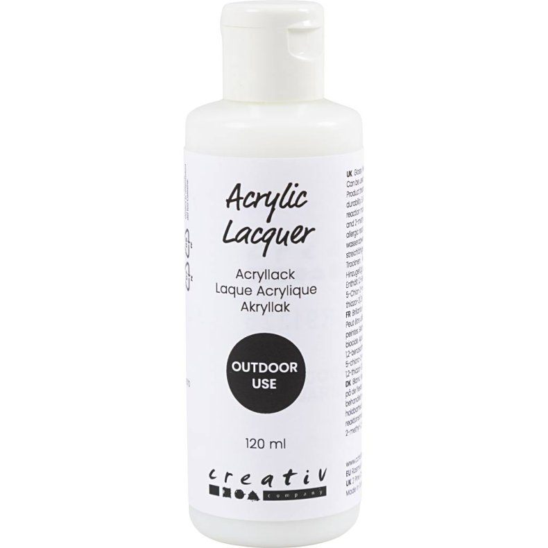 Udend&oslash;rs Akryllak, blank, vandafvisende, 120 ml/ 1 fl.