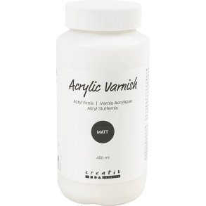 Akryl Slutfernis, mat, transparent, hvid, 450 ml/ 1 fl.