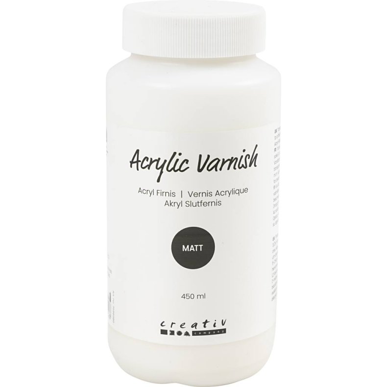 Akryl Slutfernis, mat, transparent, hvid, 450 ml/ 1 fl.
