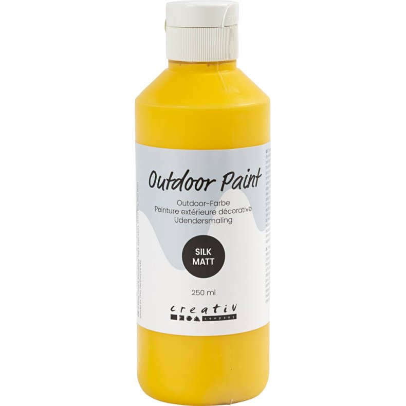 Udend&oslash;rsmaling, silkemat, d&aelig;kkende, gul, 250 ml/ 1 fl.
