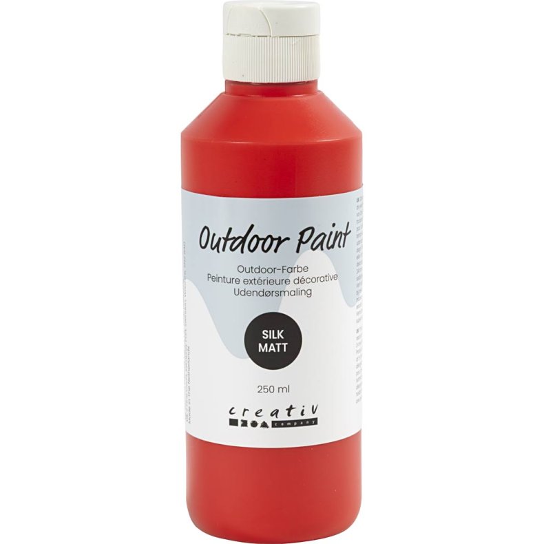 Udend&oslash;rsmaling, silkemat, d&aelig;kkende, r&oslash;d, 250 ml/ 1 fl.