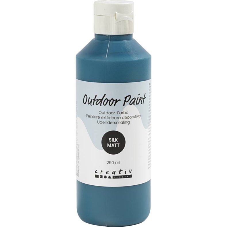 Udend&oslash;rsmaling, silkemat, d&aelig;kkende, bl&aring;, 250 ml/ 1 fl.