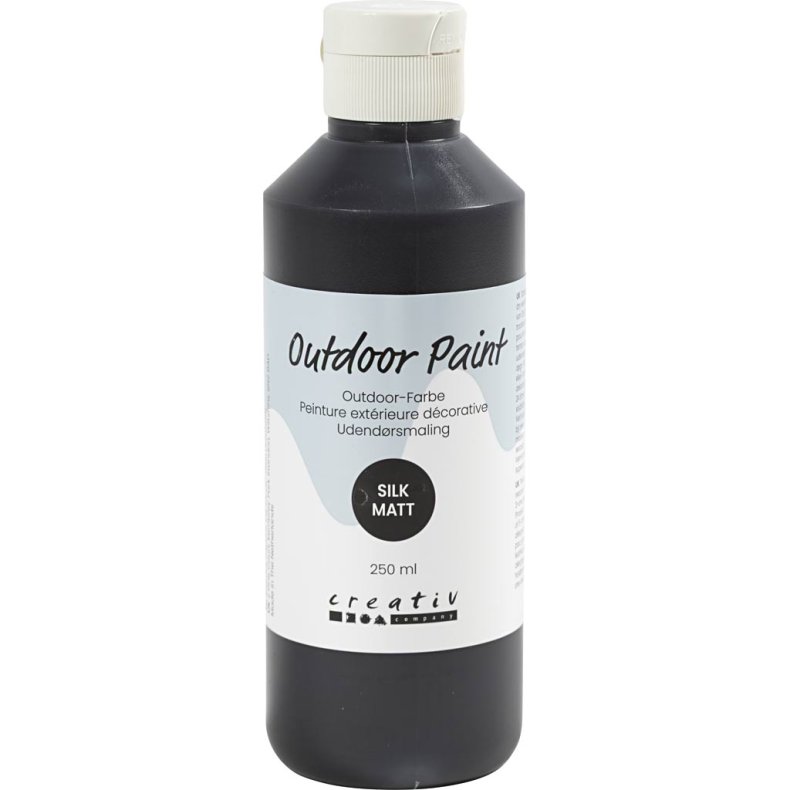 Udend&oslash;rsmaling, silkemat, d&aelig;kkende, sort, 250 ml/ 1 fl.