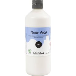 Temperamaling, mat, halvd&aelig;kkende, hvid, 500 ml/ 1 fl.