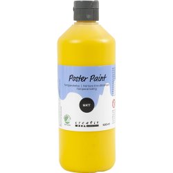 Temperamaling, mat, halvd&aelig;kkende, prim&aelig;r gul, 500 ml/ 1 fl.