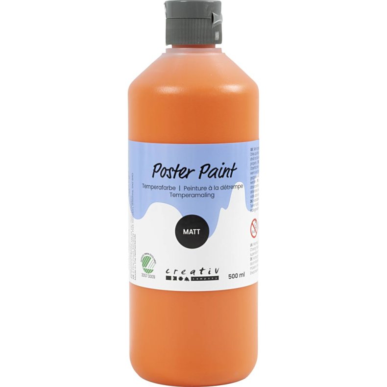 Temperamaling, mat, halvd&aelig;kkende, orange, 500 ml/ 1 fl.