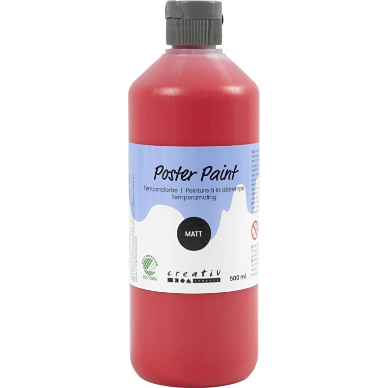 Temperamaling, mat, halvd&aelig;kkende, r&oslash;d, 500 ml/ 1 fl.