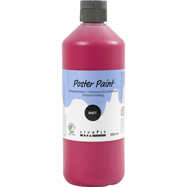 Temperamaling, mat, halvd&aelig;kkende, prim&aelig;r r&oslash;d, 500 ml/ 1 fl.