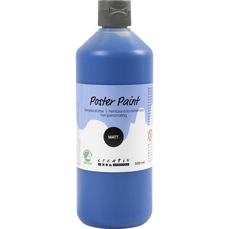 Temperamaling, mat, halvd&aelig;kkende, m&oslash;rk bl&aring;, 500 ml/ 1 fl.