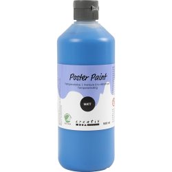 Temperamaling, mat, halvd&aelig;kkende, prim&aelig;r bl&aring;, 500 ml/ 1 fl.