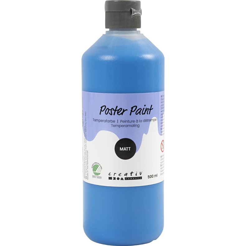 Temperamaling, mat, halvd&aelig;kkende, prim&aelig;r bl&aring;, 500 ml/ 1 fl.