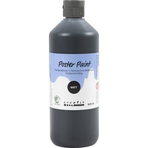 Temperamaling, mat, halvd&aelig;kkende, sort, 500 ml/ 1 fl.