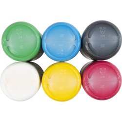 Temperamaling, mat, halvd&aelig;kkende, ass. farver, 6x500 ml/ 1 pk.