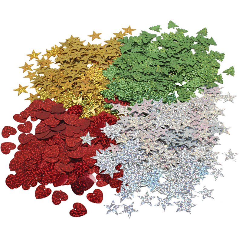 Julepailletter, str. 14-16 mm, 4x20 g/ 1 pk.