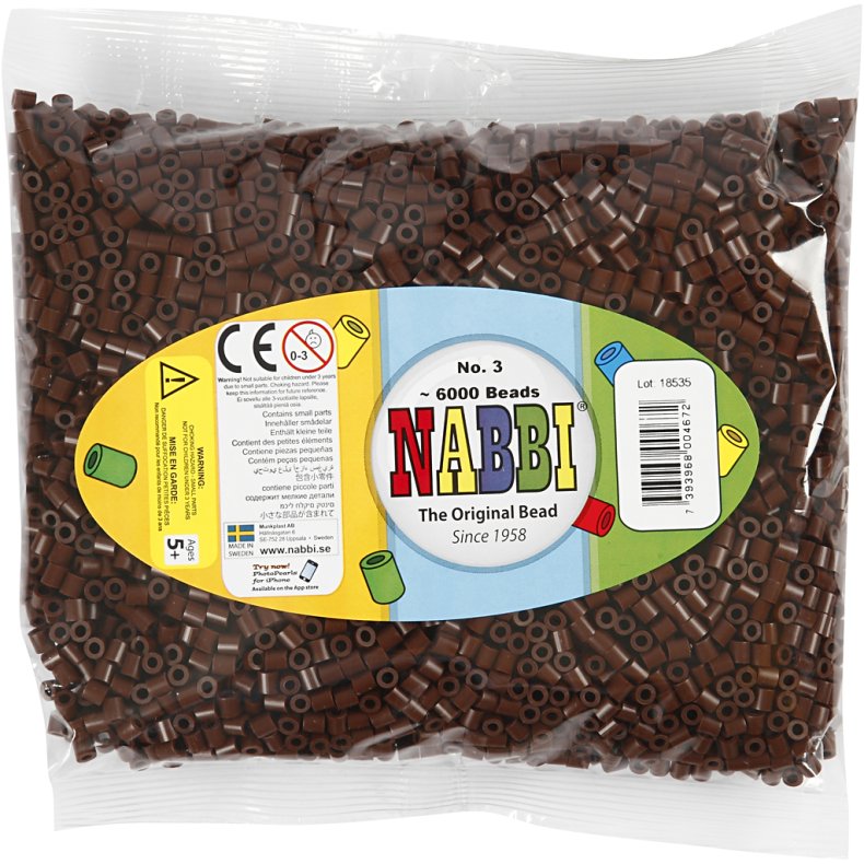 R&oslash;rperler, str. 5x5 mm, hulstr. 2,5 mm, medium, brun (32229), 6000 stk./ 1 pk.