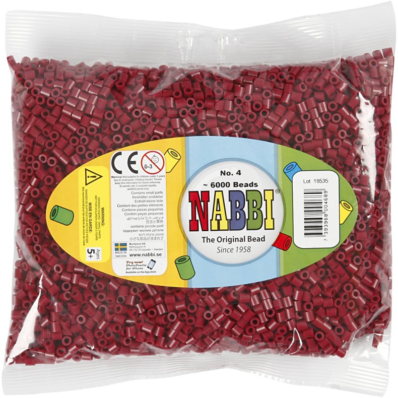 R&oslash;rperler, str. 5x5 mm, hulstr. 2,5 mm, medium, vinr&oslash;d (32239), 6000 stk./ 1 pk.