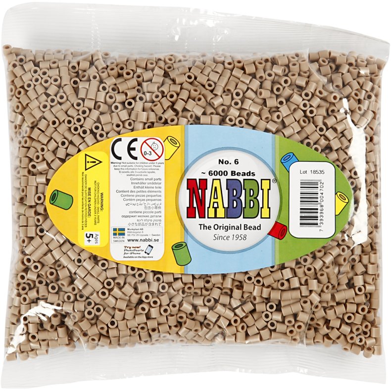 R&oslash;rperler, str. 5x5 mm, hulstr. 2,5 mm, medium, beige (32248), 6000 stk./ 1 pk.