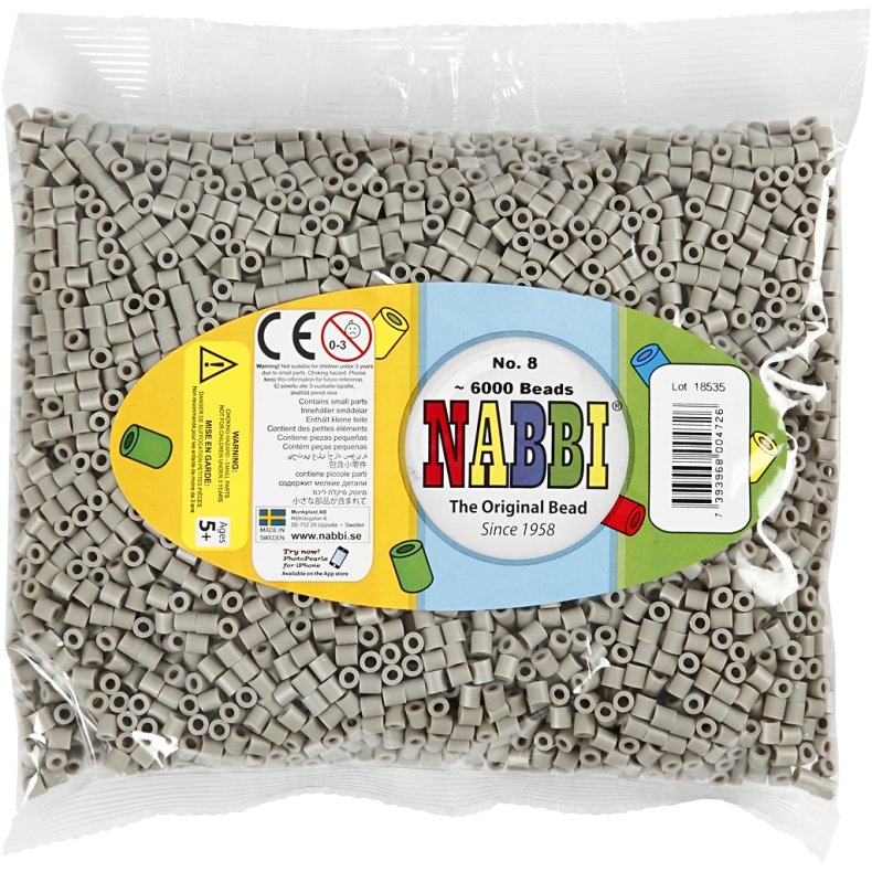 R&oslash;rperler, str. 5x5 mm, hulstr. 2,5 mm, medium, askegr&aring; (32226), 6000 stk./ 1 pk.