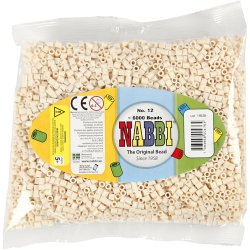 R&oslash;rperler, str. 5x5 mm, hulstr. 2,5 mm, medium, lys beige (32251), 6000 stk./ 1 pk.