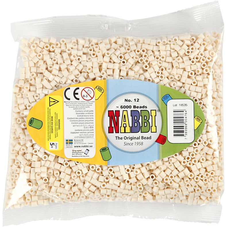 R&oslash;rperler, str. 5x5 mm, hulstr. 2,5 mm, medium, lys beige (32251), 6000 stk./ 1 pk.
