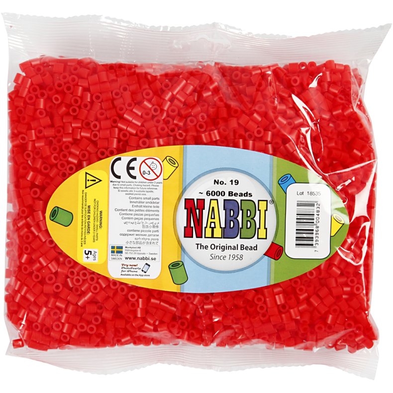 R&oslash;rperler, str. 5x5 mm, hulstr. 2,5 mm, medium, lys r&oslash;d (32225), 6000 stk./ 1 pk.