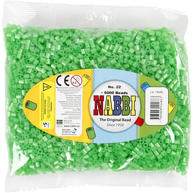 R&oslash;rperler, str. 5x5 mm, hulstr. 2,5 mm, medium, gr&oslash;n perlemor (32240), 6000 stk./ 1 pk.