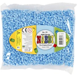 R&oslash;rperler, str. 5x5 mm, hulstr. 2,5 mm, medium, bl&aring; pastel (32224), 6000 stk./ 1 pk.