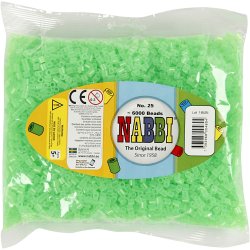 R&oslash;rperler, str. 5x5 mm, hulstr. 2,5 mm, medium, gr&oslash;n neon (32237), 6000 stk./ 1 pk.