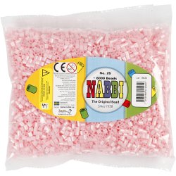 R&oslash;rperler, str. 5x5 mm, hulstr. 2,5 mm, medium, rosa perlemor (32259), 6000 stk./ 1 pk.