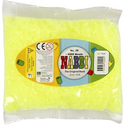 R&oslash;rperler, str. 5x5 mm, hulstr. 2,5 mm, medium, gul neon (32223), 6000 stk./ 1 pk.