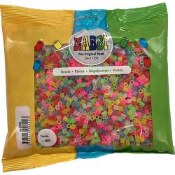 R&oslash;rperler, str. 5x5 mm, hulstr. 2,5 mm, medium, transperante farver, 6000 stk./ 1 pk.