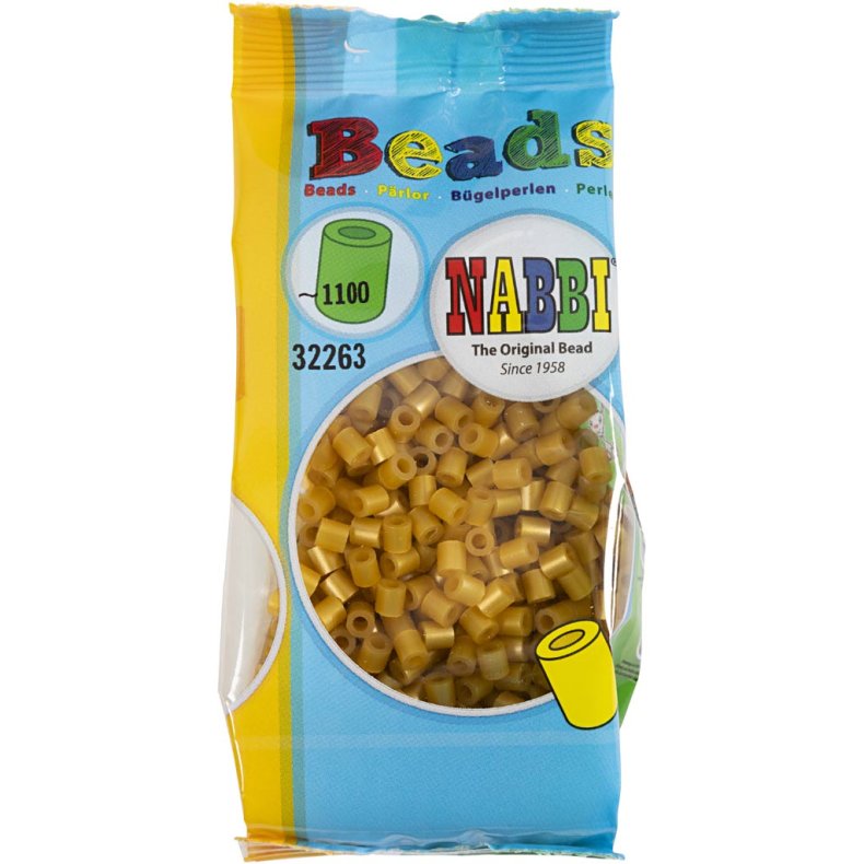 R&oslash;rperler, str. 5x5 mm, hulstr. 2,5 mm, medium, guld (32263), 1100 stk./ 1 pk.