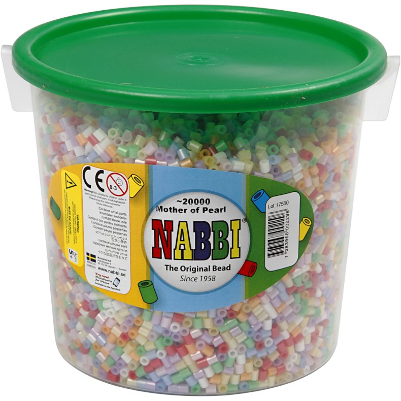 R&oslash;rperler, str. 5x5 mm, hulstr. 2,5 mm, medium, perlemorsfarver, 20000 ass./ 1 spand