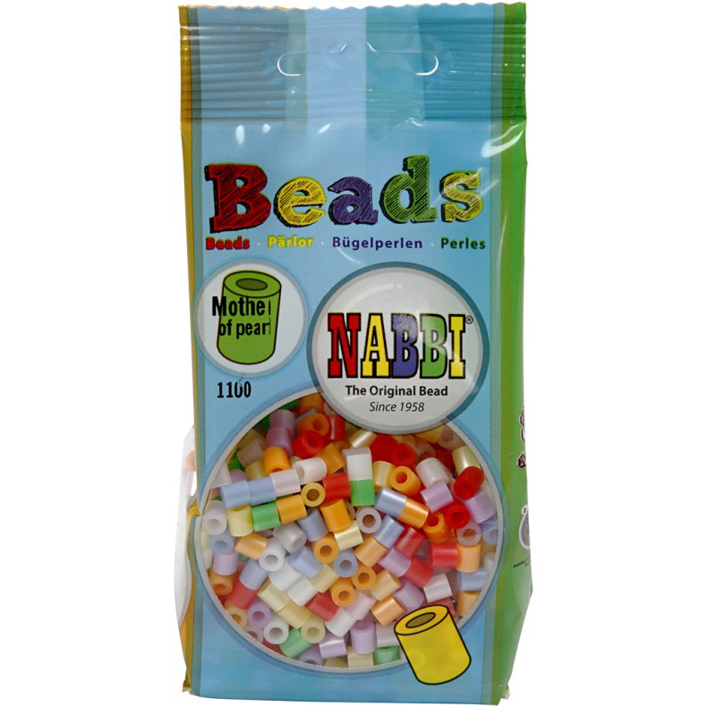 R&oslash;rperler, str. 5x5 mm, hulstr. 2,5 mm, medium, perlemorsfarver, 1100 ass./ 1 pk.