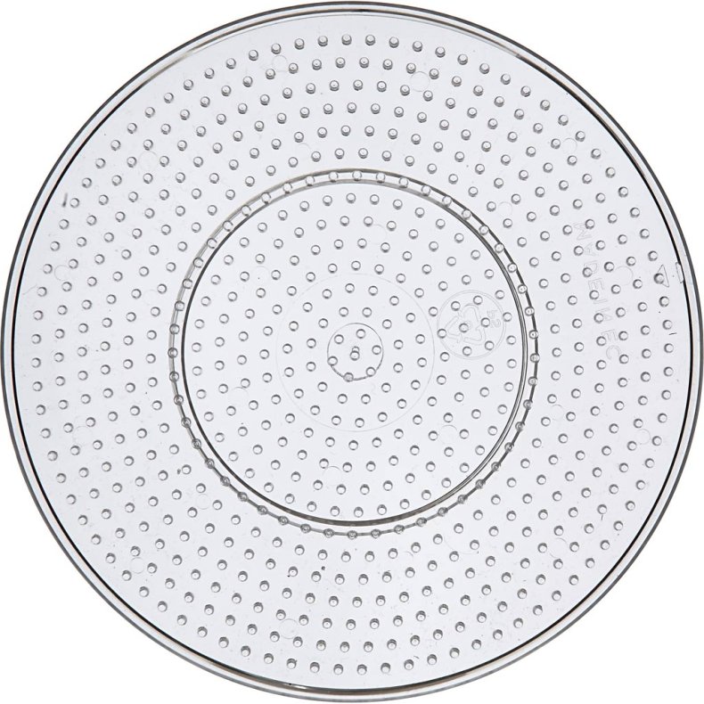 Perleplade, stor rund, str. 15 cm, medium, transparent, 1 stk.