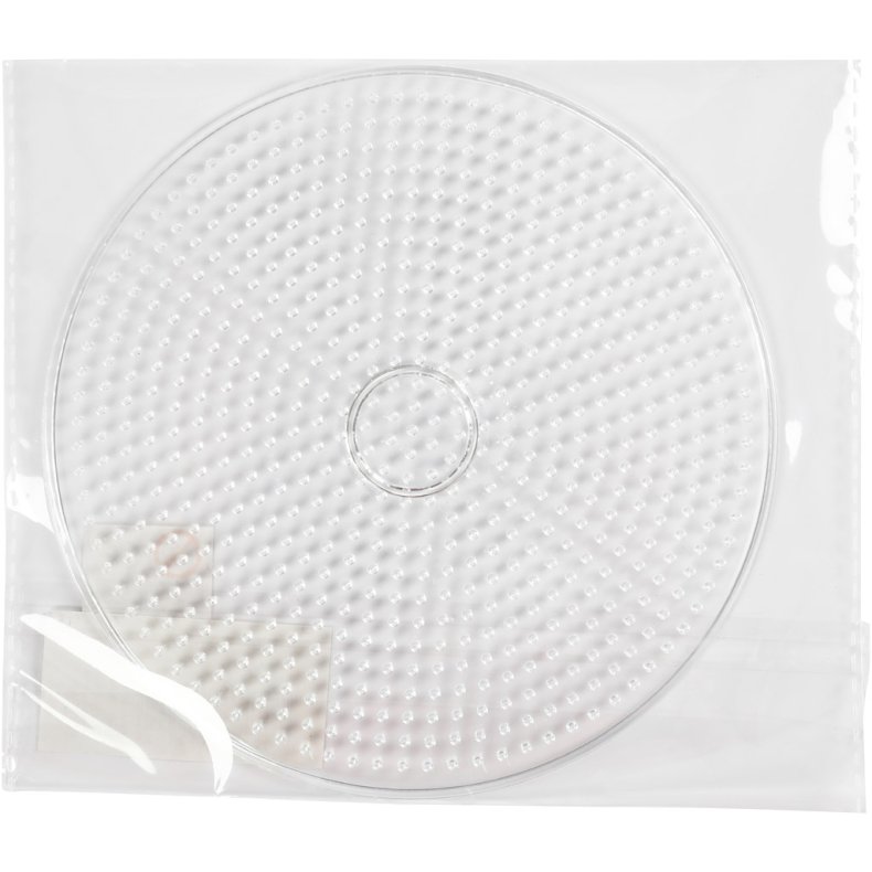 Perleplade, stor rund, diam. 15 cm, medium, klar, 1 stk.