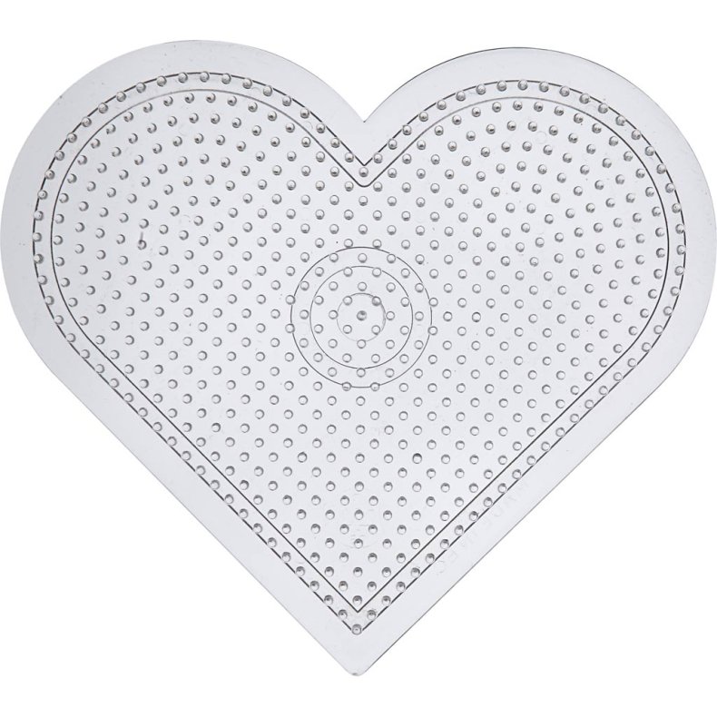 Perleplade, stort hjerte, medium, str. 15 cm, medium, transparent, 1 stk.