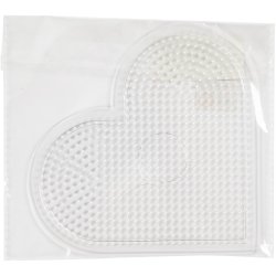 Perleplade, stort hjerte, str. 15 cm, medium, klar, 1 stk.