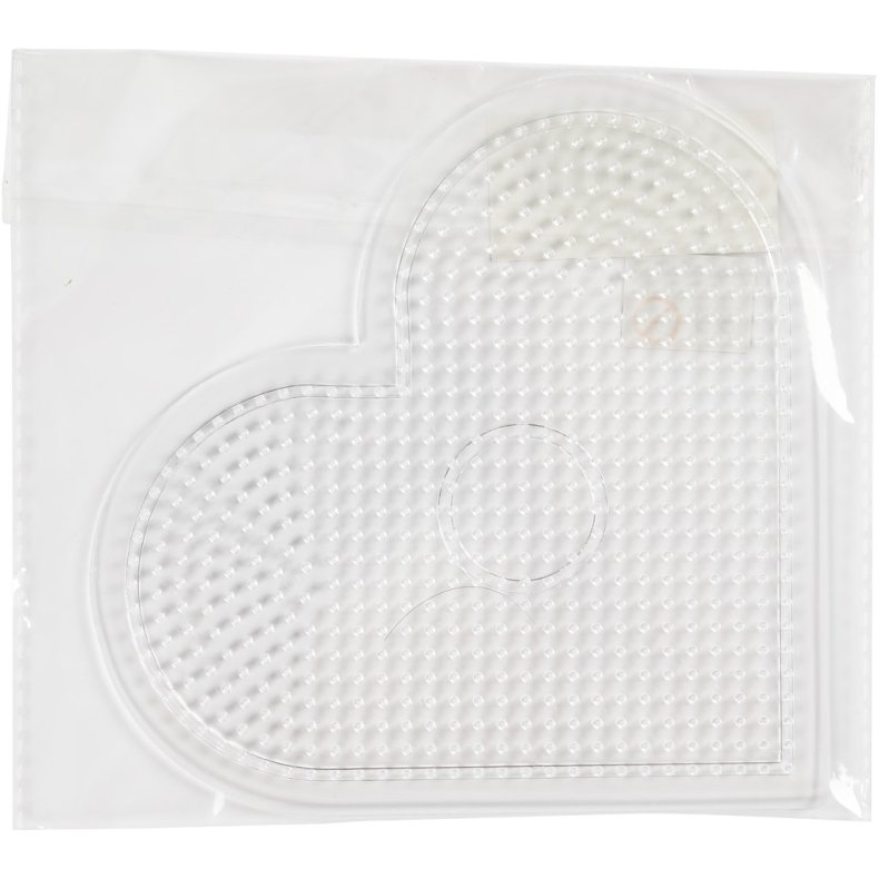 Perleplade, stort hjerte, str. 15 cm, medium, klar, 1 stk.