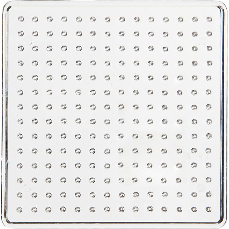 Perleplade, lille firkant, str. 9 cm, medium, transparent, 1 stk.