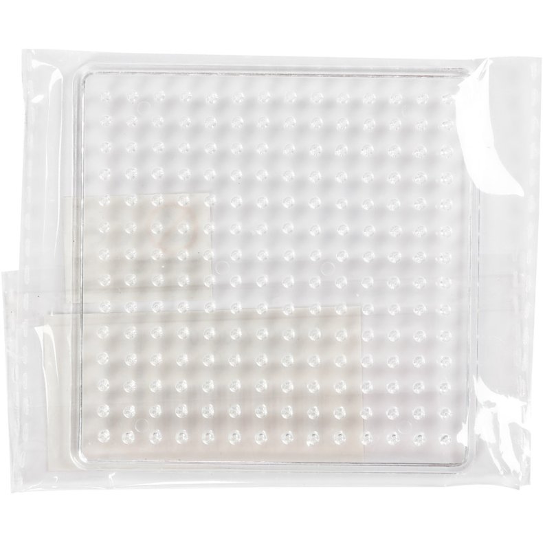 Perleplade, str. 7x7 cm, medium, klar, 1 stk.