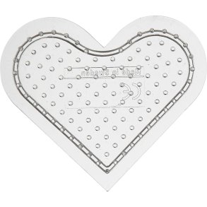 Perleplade, lille hjerte, str. 7 cm, medium, transparent, 1 stk.