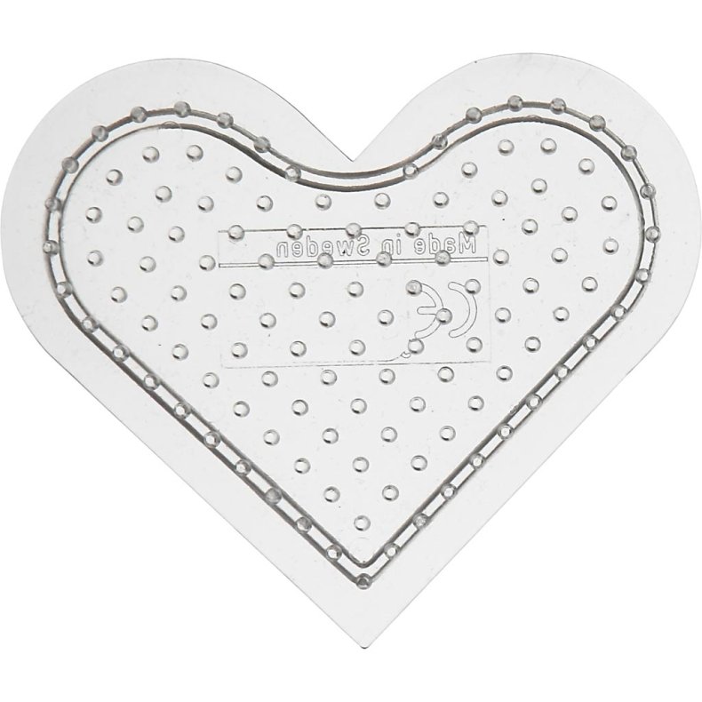 Perleplade, lille hjerte, str. 7 cm, medium, transparent, 1 stk.