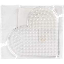 Perleplade, lille hjerte, str. 7 cm, medium, klar, 1 stk.