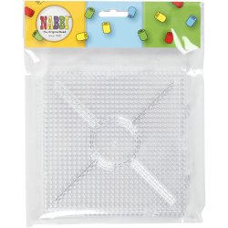 Perleplade, stor samlefirkant, str. 15x15 cm, medium, klar, 2 stk./ 1 pk.